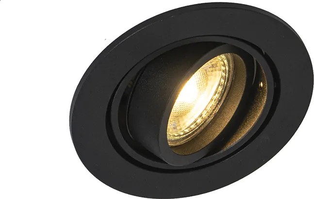 Zestaw 6 nowoczesnych reflektorów wpuszczanych, czarnych, z możliwością regulacji - Club