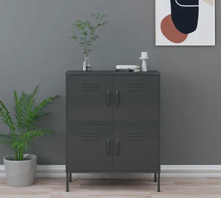 Stalowa szafka gospodarcza na nóżkach do piwnicy antracyt N6-F40