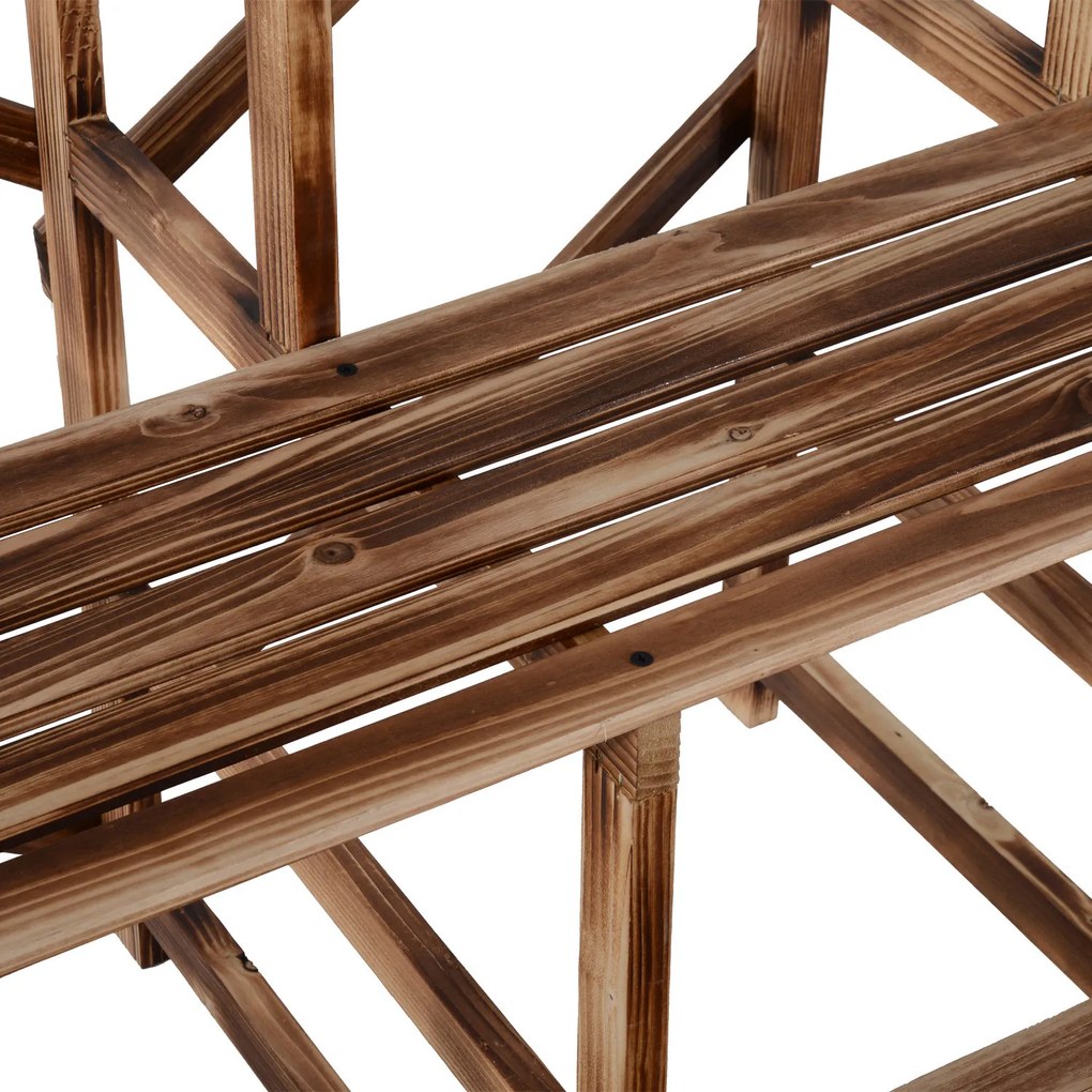 Outsunny regał na rośliny półka na kwiaty regał na kwiaty półka na rośliny stojak na kwiaty 3 stopnie drewno jodłowe kolor ciemnobrązowy 100 x 80 x 80 cm