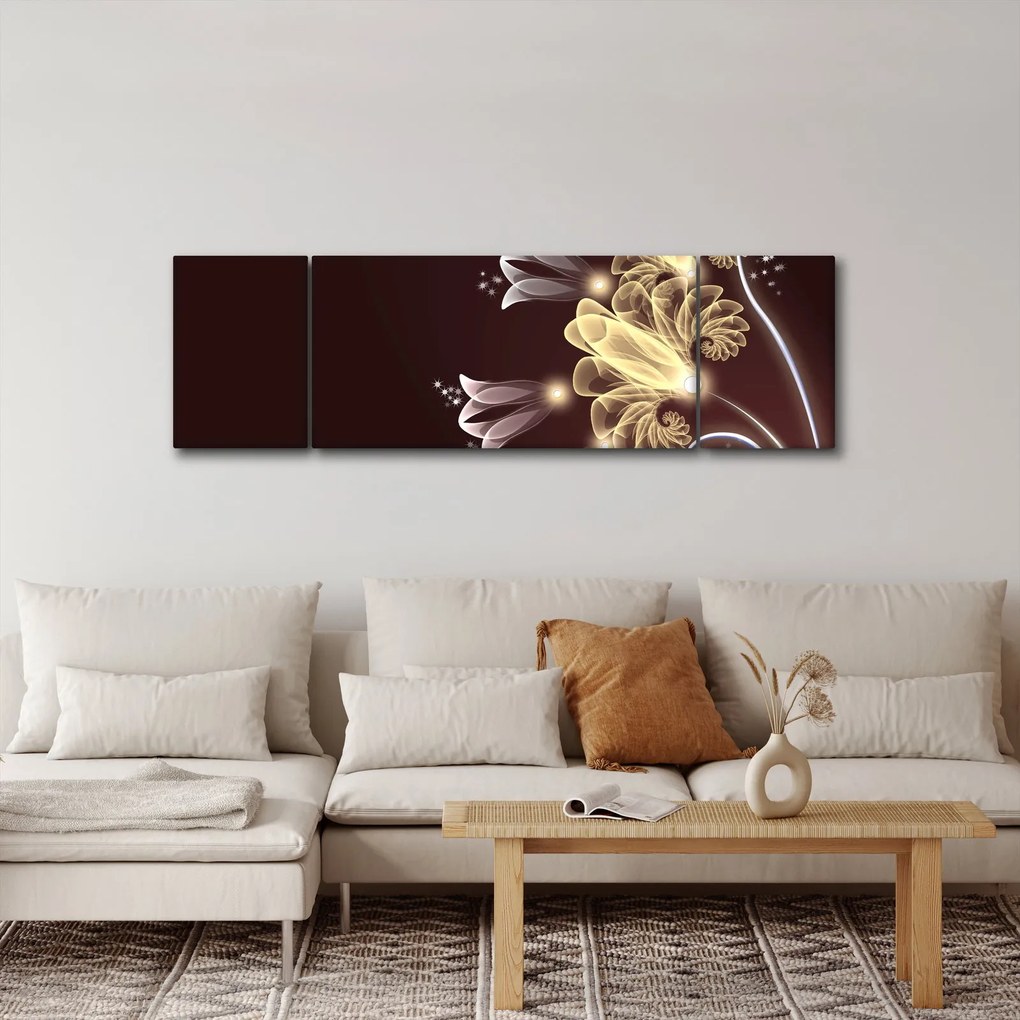 Obraz - Świecące kwiaty (170x50 cm)