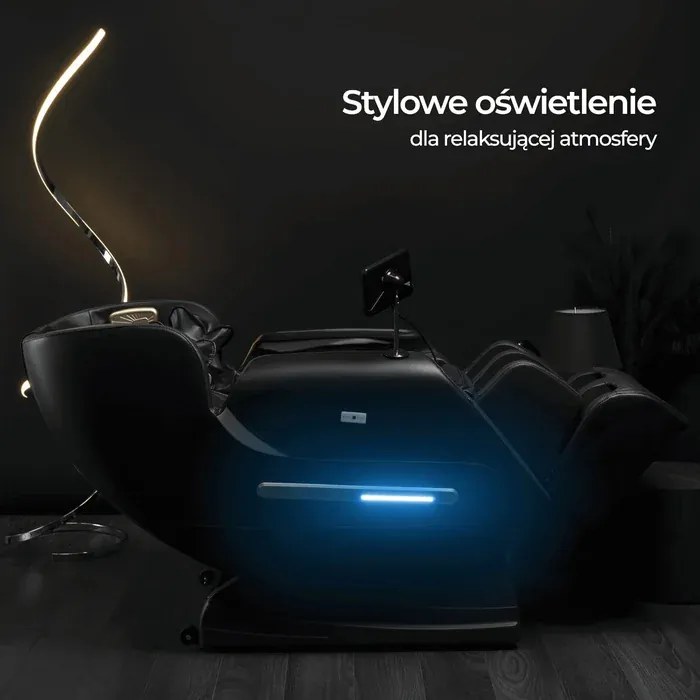 Fotel Masujący VX MAX Wypoczynkowy Relaksacyjny Czarny Ekoskóra Loft