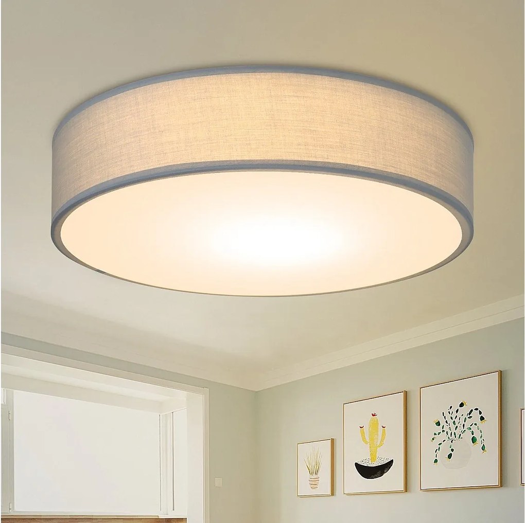 NETTLIFE okrągła lampa sufitowa 1 żarówka E27 30CM nowoczesna sypialnia szara lampa z abażurem z tkaniny lampa do przedpokoju do salonu kuchnia