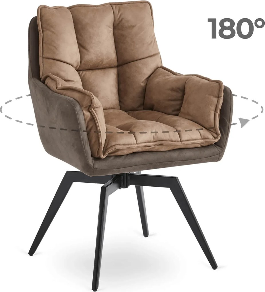 Krzesło Tapicerowane Obrotowe ISLA Brązowe Nowoczesne Loft