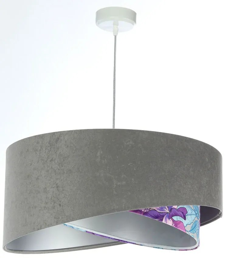 Szaro fioletowa lampa wisząca z weluru L7-S12