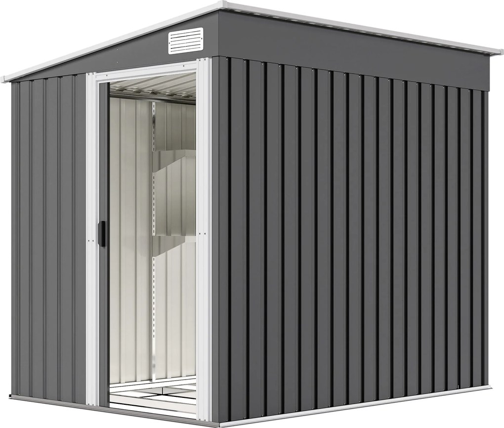 Outsunny Metalowy domek narzędziowy 2,81m² 154x206,5x181 cm domek z dachem jednospadowym fundament