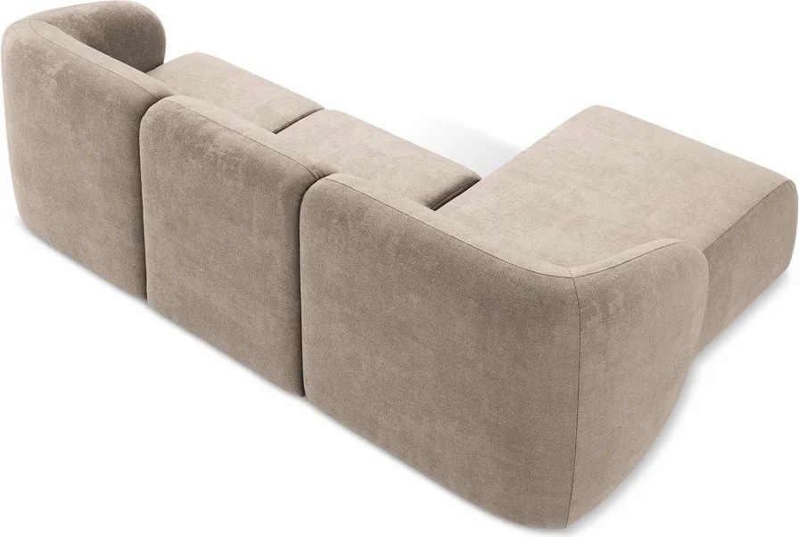 Jasnobrązowy narożnik z tkaniny szenilowej (lewostronny/z szezlongiem) Lani – Makamii