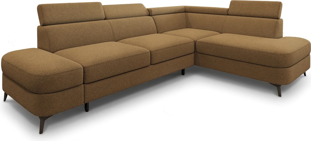 Masseno Narożnik AVISE z funkcją spania i pojemnikiem na pościel Narozniki L, Rozkładana sofa - Miodowy, QUELLE 17