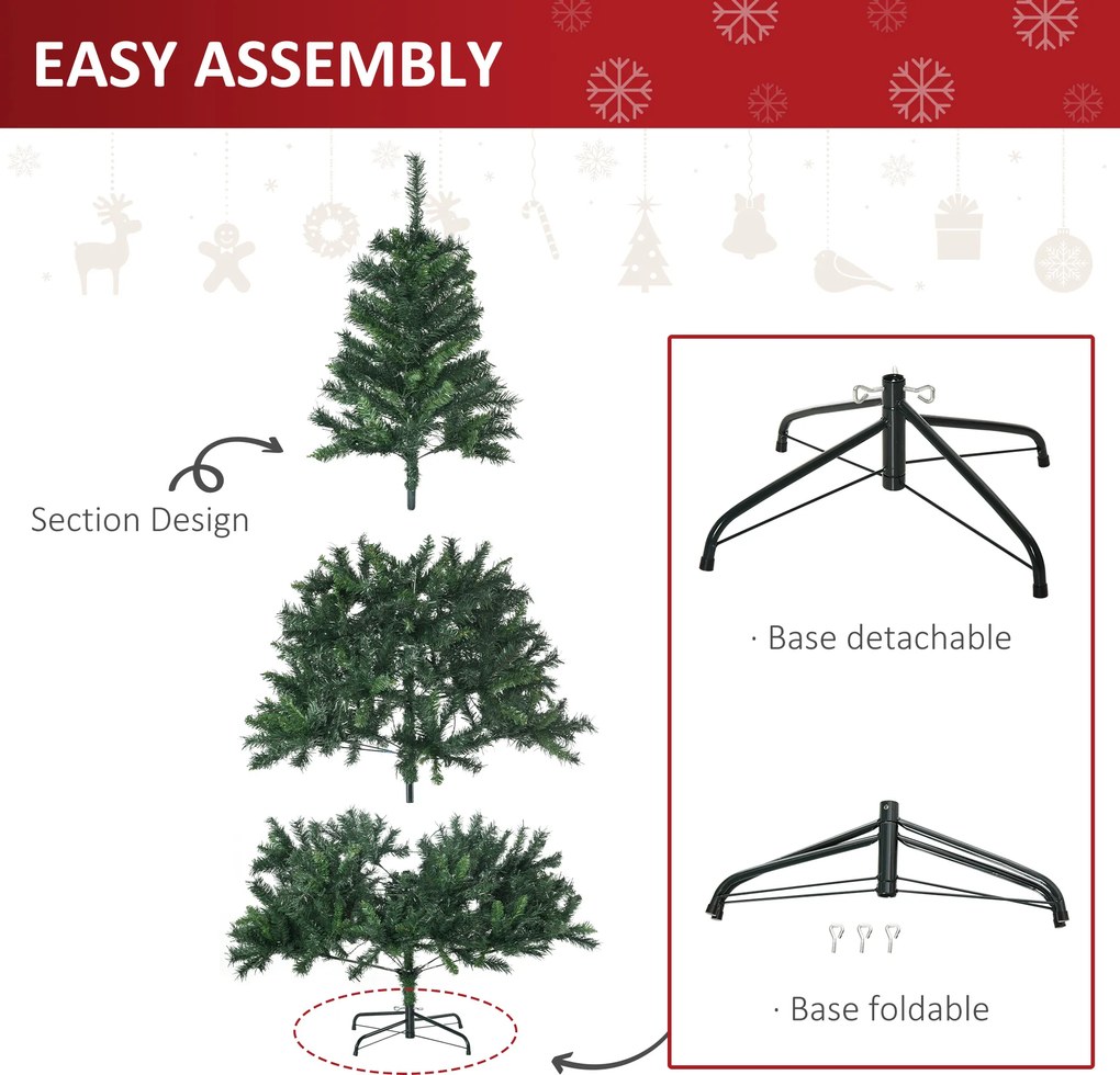 Homcom Choinka 180 Cm Jodła 200 LED 745 Gałęzi | Aosom PL