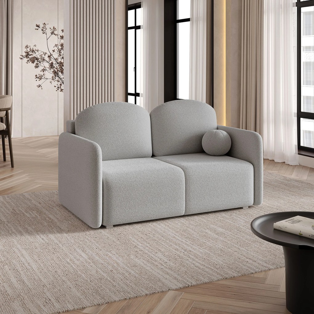 Masseno Sofa SUVI II z funkcją spania i pojemnikiem na pościel, Rozkładana sofa - Jasnoszary, QUELLE 83