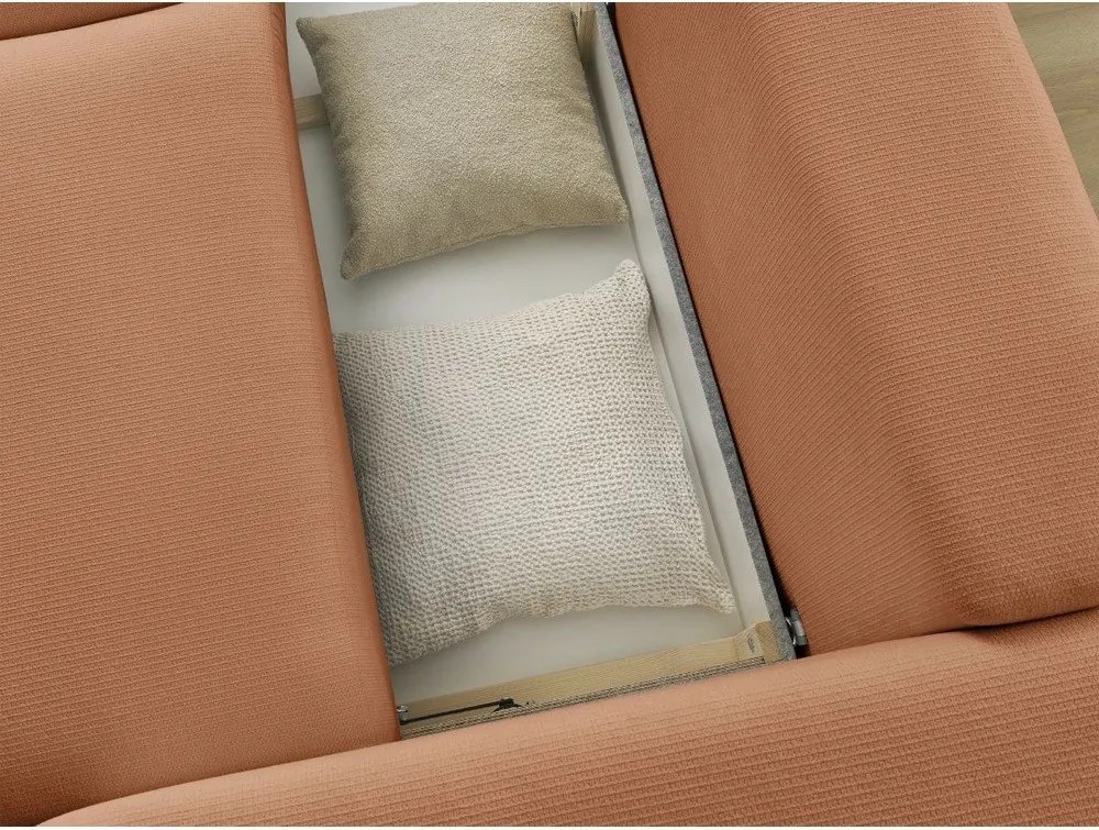 Pomarańczowa rozkładana/ze schowkiem sofa 265 cm Ezechiel – Bobochic Paris