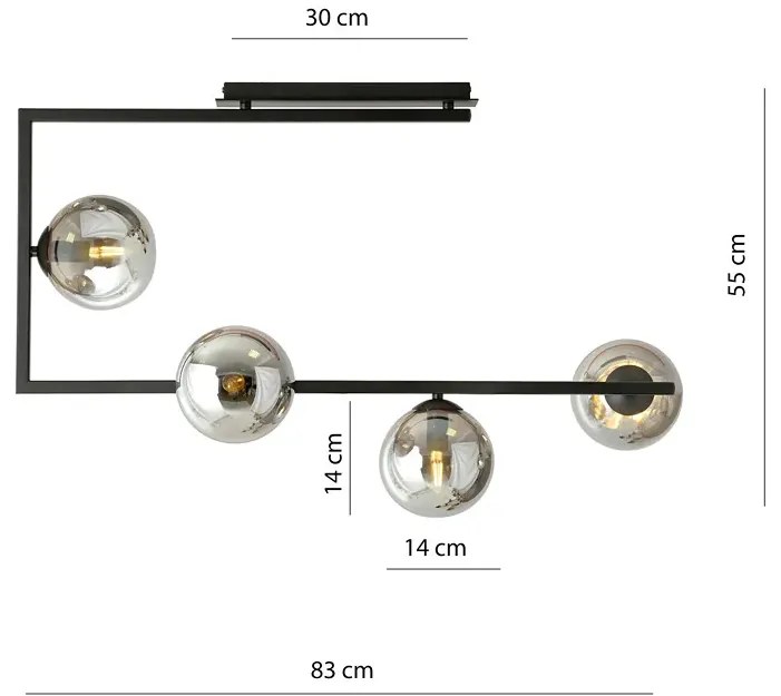Industrialna lampa sufitowa z grafitowymi kloszami - 3X D107 A8-Z43