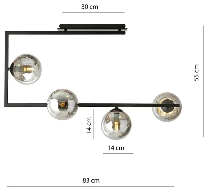 Industrialna lampa sufitowa z grafitowymi kloszami - D107-Emea
