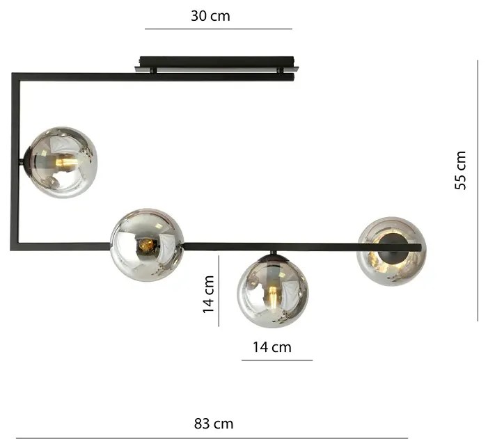 Industrialna lampa sufitowa z grafitowymi kloszami - D107-Solini