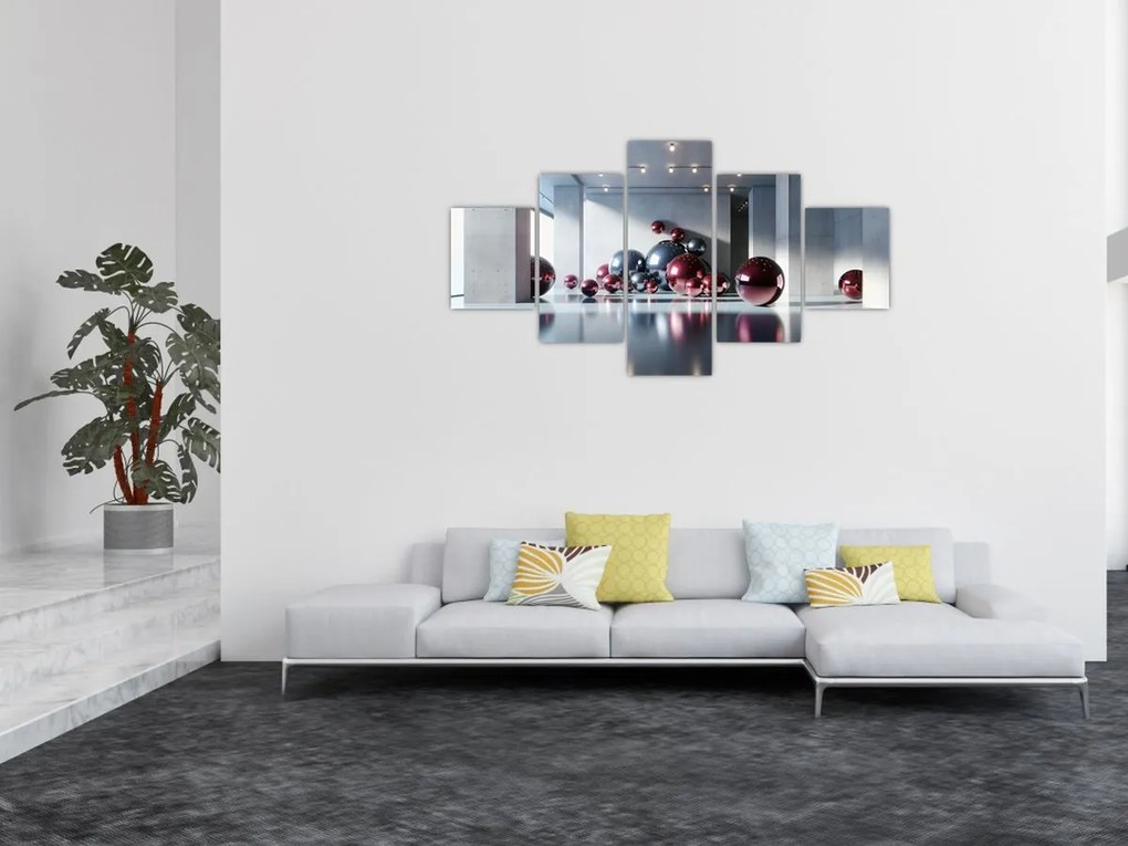 Obraz - 3D przestrzeń z kulami II. (125x70 cm)