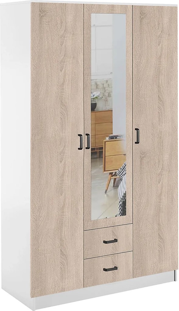 Szafa trzydrzwiowa biały + dąb sonoma N6-M41