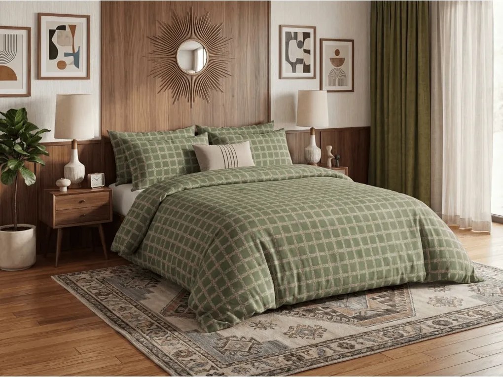 PrzytulneMieszkanie.pl PrzytulneMieszkanie.pl Pościel z bawełny renforcé BLOMORA zielona Rozmiar pościeli: 70 x 90 cm | 140 x 220 cm