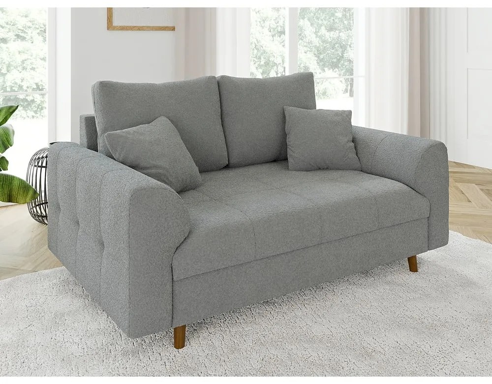 Szara sofa z materiału bouclé 150 cm Ariella – Ropez