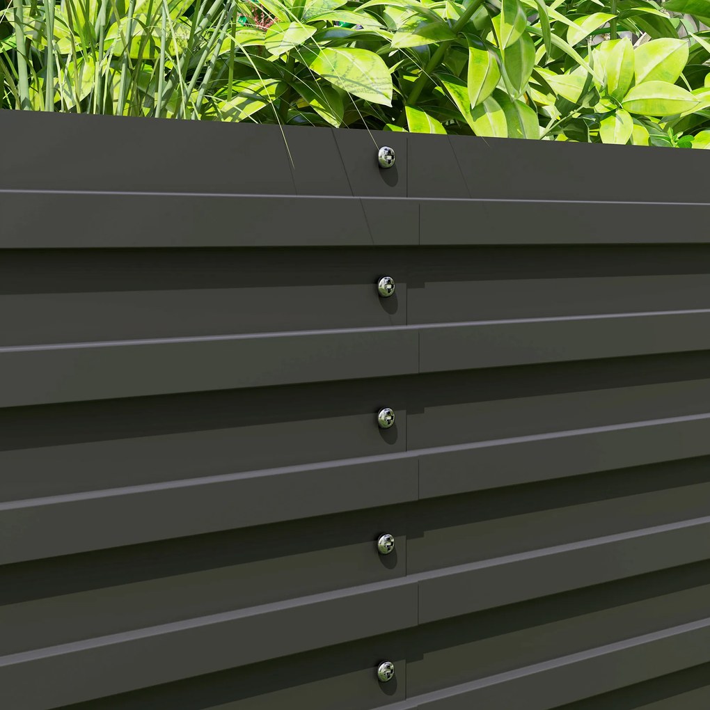 Outsunny Wysokie Grządki, otwarte dno, malowana proszkowo stal, 240 x 60 x 60 cm, Ciemnoszary