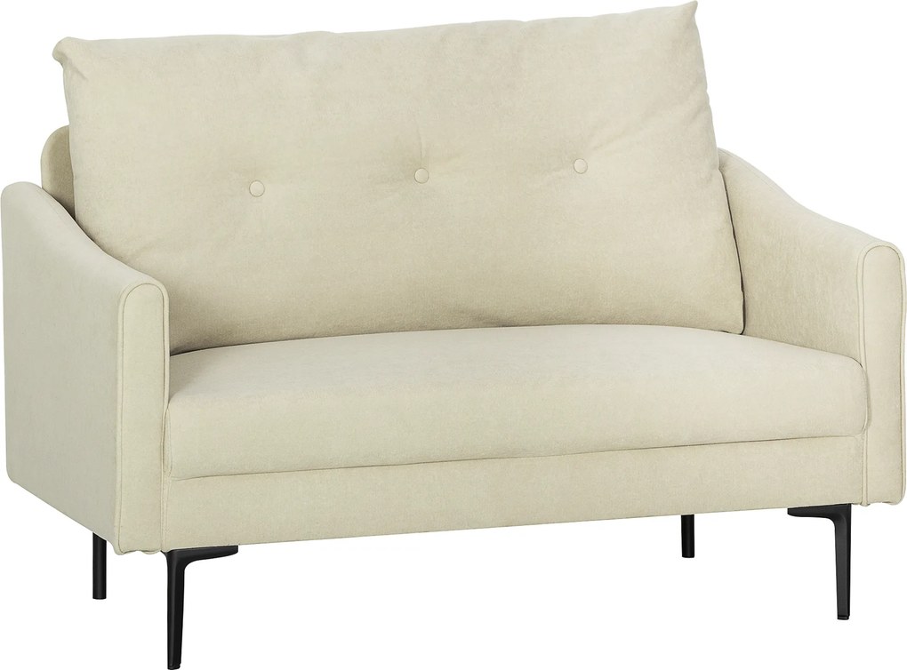HOMCOM Sofa 2-osobowa z piankowym wypełnieniem i obiciem materiałowym, do salonu, sypialni, rama metalowa, kremowy
