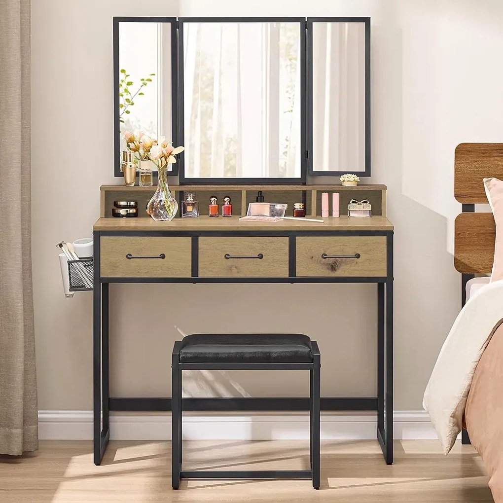 Nowoczesna toaletka z krzesłem dąb artisan - Tocador 8X