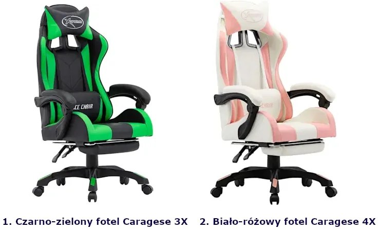 Biało-różowy fotel gamingowy z zagłówkiem i podnóżkiem P1-A86