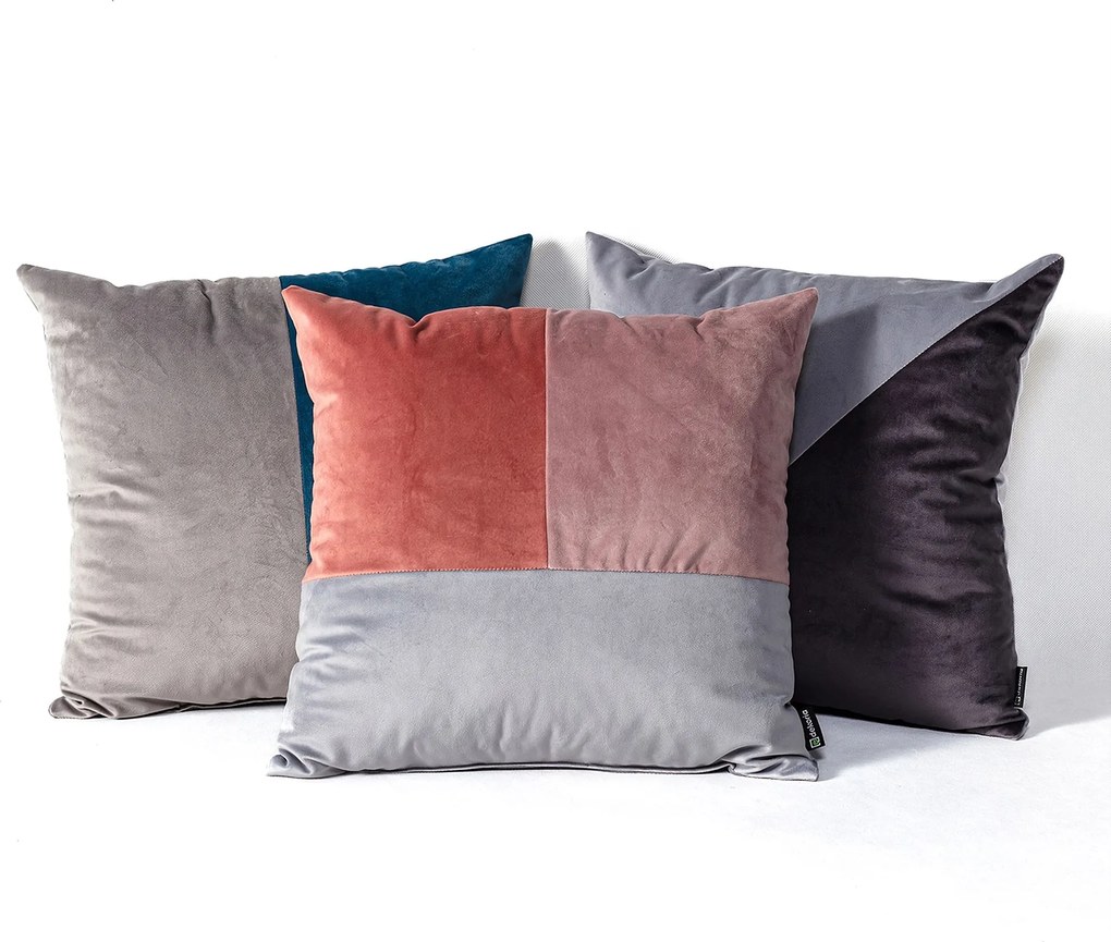 Poduszka Patchwork kwadratowa pink grey lilac