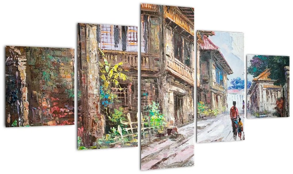 Obraz filipińskiej wioski, Azja (125x70 cm)