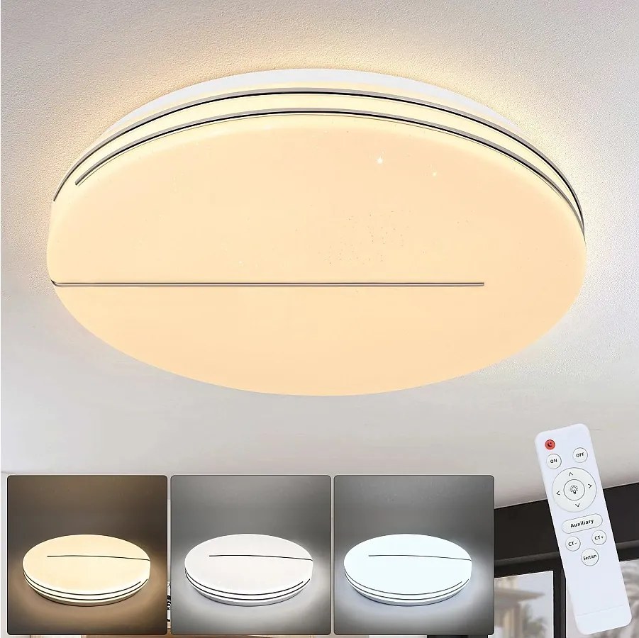 NETTLIFE Nowoczesna lampa sufitowa LED, 44 W, 40 cm, okrągła, ściemniana za pomocą pilota, oświetlenie sypialni w stylu gwiaździstego nieba