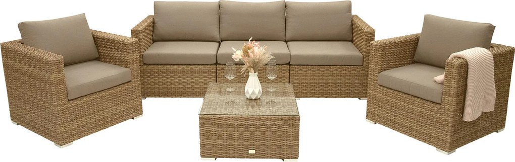 Zestaw rattanowy MALIBU dla 5 osób (beżowo-brązowy)