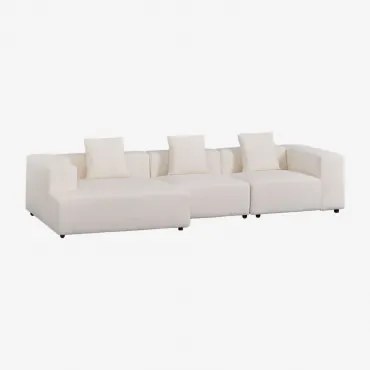 Modułowa Sofa Z Szezlongiem Lewostronnym, 3-częściowa (↔︎335 Cm) Z Wysokim Podłokietnikiem Bruna Bouclé White - Sklum