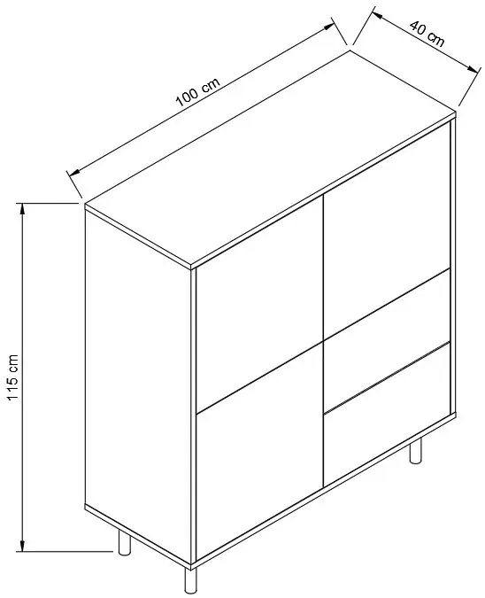 Komoda na nóżkach z 2 szufladami kaszmir + dąb artisan M8-M01