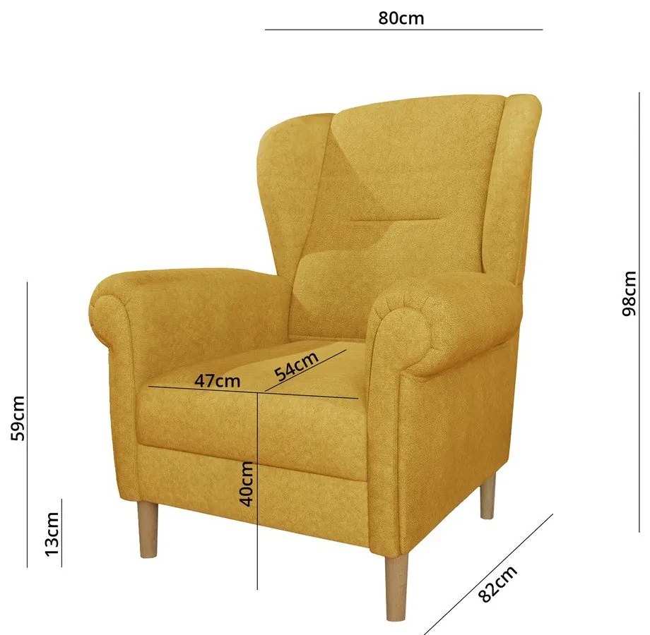 Żółty fotel typu uszak Swan – Ropez