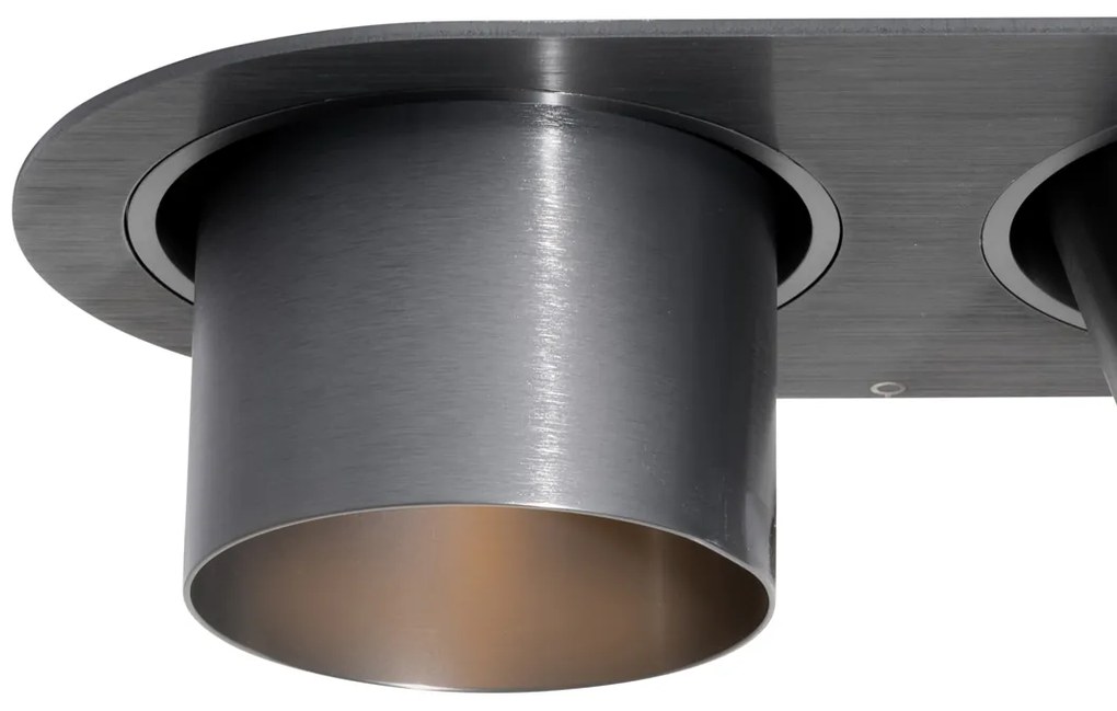 Set van 6 inbouwspots gunmetal GU10 70mm kantelbaar 2-lichts - Installa Nowoczesny Oswietlenie wewnetrzne