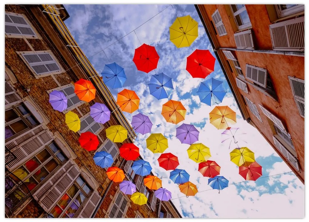 Obraz kolorowych parasoli (70x50 cm)