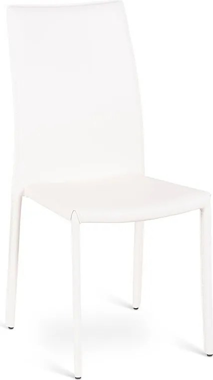 Komplet 4 krzeseł jadalnianych w stylu vintage "Fiordaliso" z białej skóry ekologicznej, 41x42 cm, wysokość 95 cm.