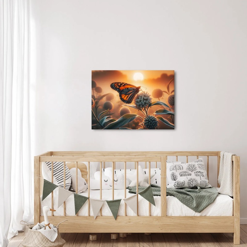 Obraz – Motyl w zachodzącym słońcu (70x50 cm)