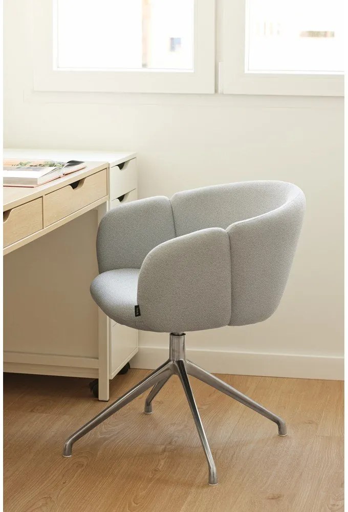 Jasnoszary tapicerowany fotel jadalniany z podłokietnikami Add – Teulat