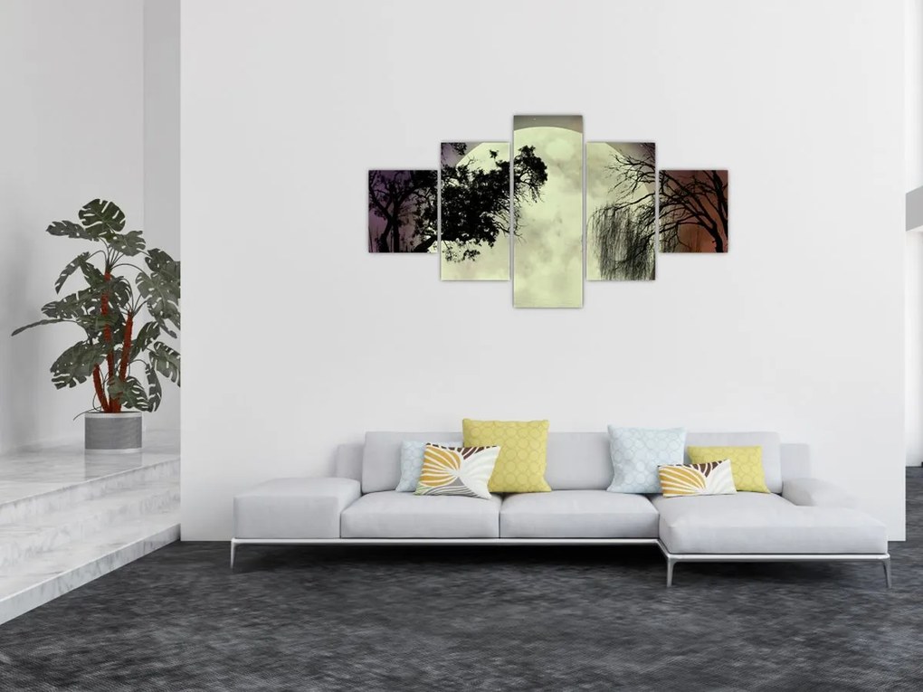 Obraz - Księżyc w pełni nad powierzchnią (125x70 cm)