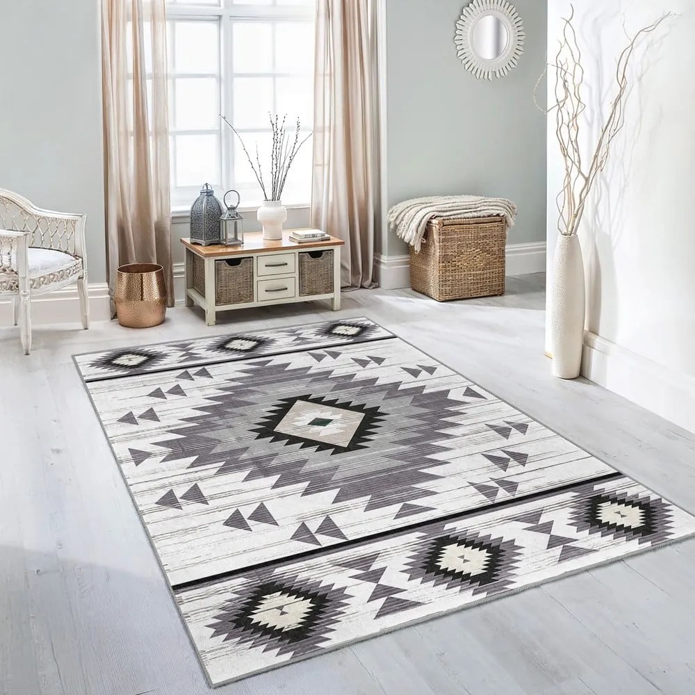 Jasnoszary dywan odpowiedni do prania 80x150 cm Ethnic Geo – Mila Home