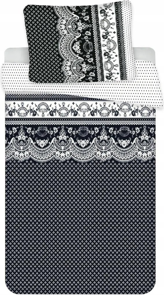 PrzytulneMieszkanie.pl PrzytulneMieszkanie.pl Pościel bawełniana CANZONE BLACK, czarne Rozmiar pościeli: 70 x 90 cm | 140 x 200 cm