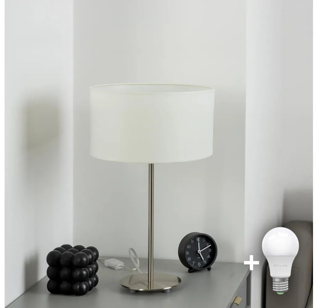 Eglo - Lampa stołowa LED TUNJA 1xE27/60W/230V 38,5 cm chrom mat/biała