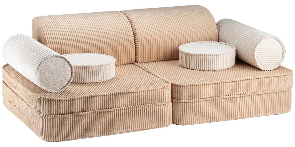 Jasnobrązowa sztruksowa sofa dla dzieci 132 cm Settee – Wigiwama