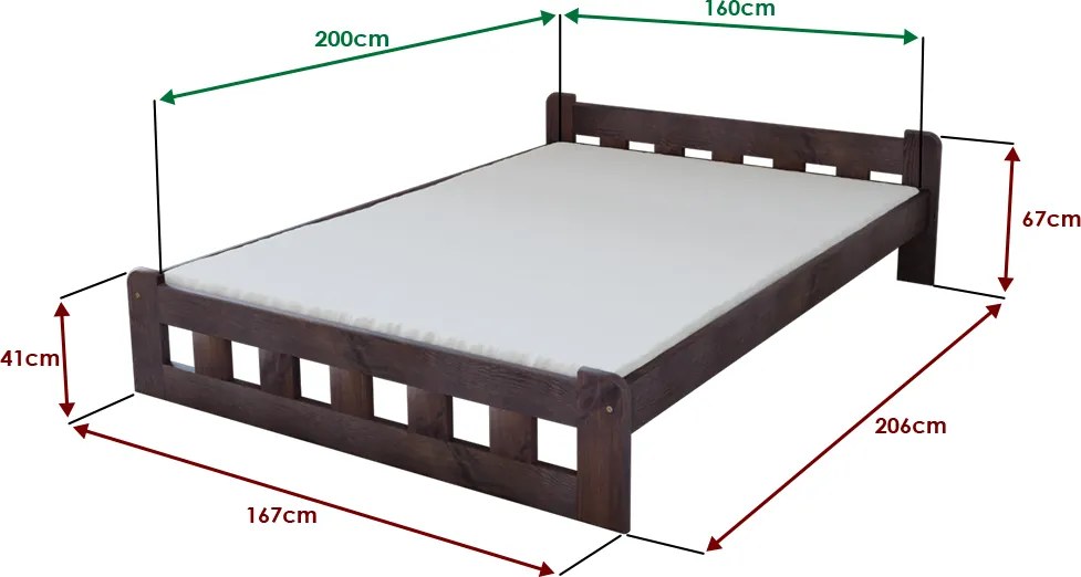Łóżko Naomi podwyższone 160 x 200 cm, orzech Stelaż: Bez stelaża, Materac: Materac Deluxe 10 cm
