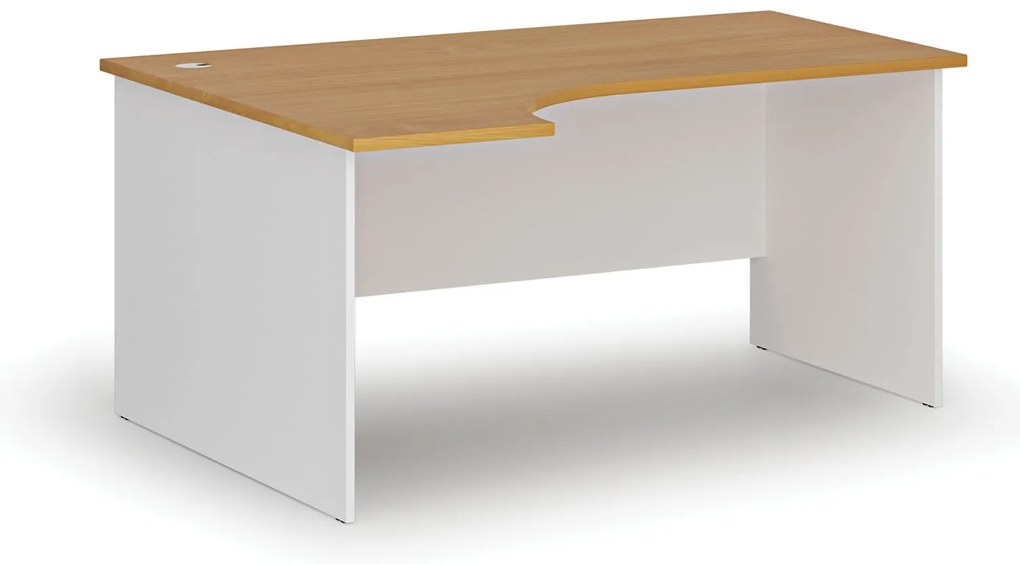 Narożne biurko PRIMO WHITE, 160x120 cm, lewe, biały/buk
