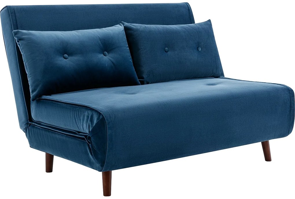 Kanapa 2-osobowa rozkładana z weluru ciemnoniebieska – URIBIA