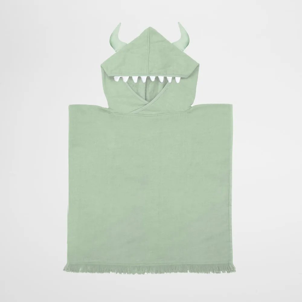 Zielony dziecięcy ręcznik plażowy z kapturem Sunnylife Monster, 3-6 lat