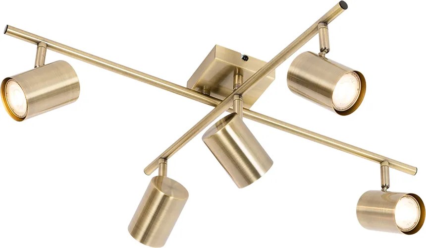 Nowoczesna lampa sufitowa brązowa 5-punktowa regulowana prostokątna - Jeana