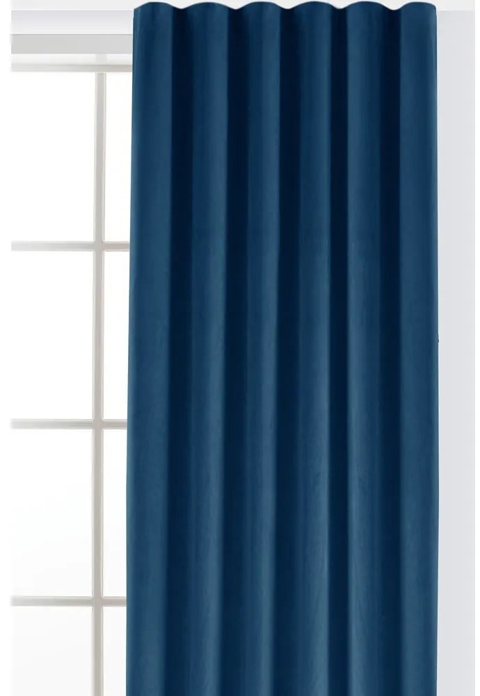 Niebieska aksamitna zasłona częściowo zaciemniająca (dimout) 265x225 cm Velto – Filumi