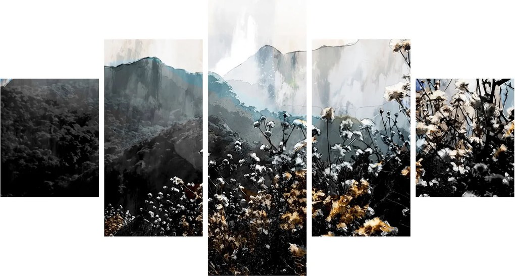 Obraz - Ilustracja przedstawiająca dzikie kwiaty (125x70 cm)