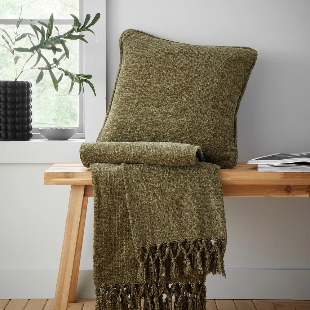 Koc z szenilu w kolorze khaki 130x170 cm Wilson – Catherine Lansfield